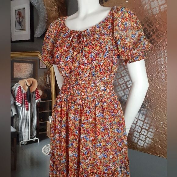 Floral Bohemian Ruffled Maxi Dress - Picture 16 of 16